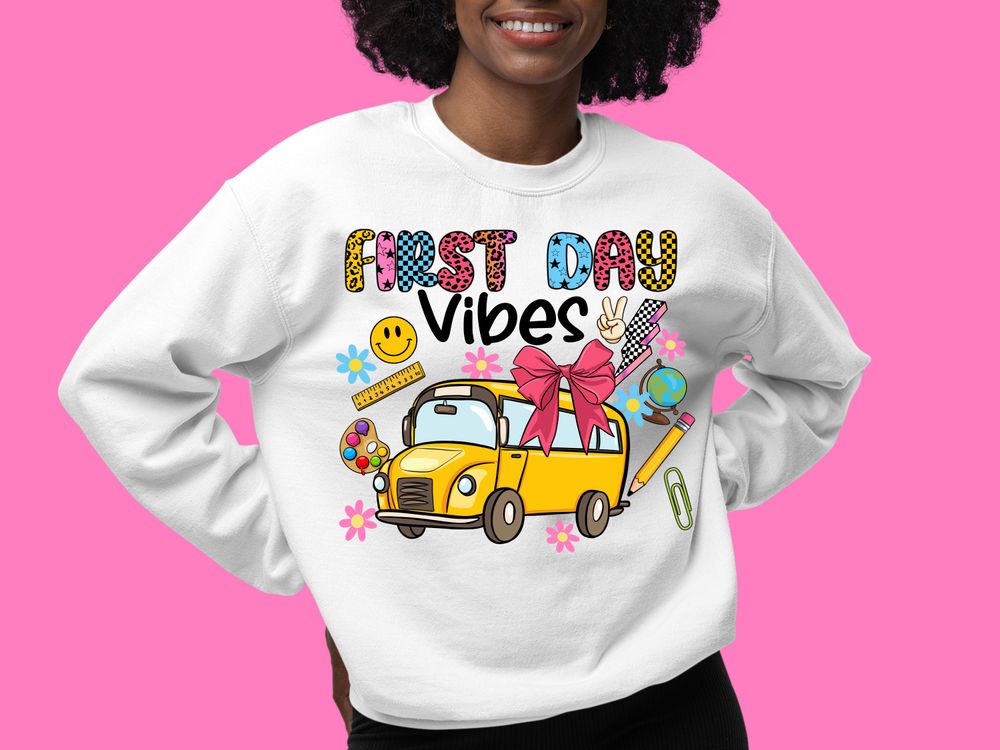 First day vibes png sublimation design download, school vibes png, first day of school png, hello school png, sublimate designs download | Zeerba - Demo