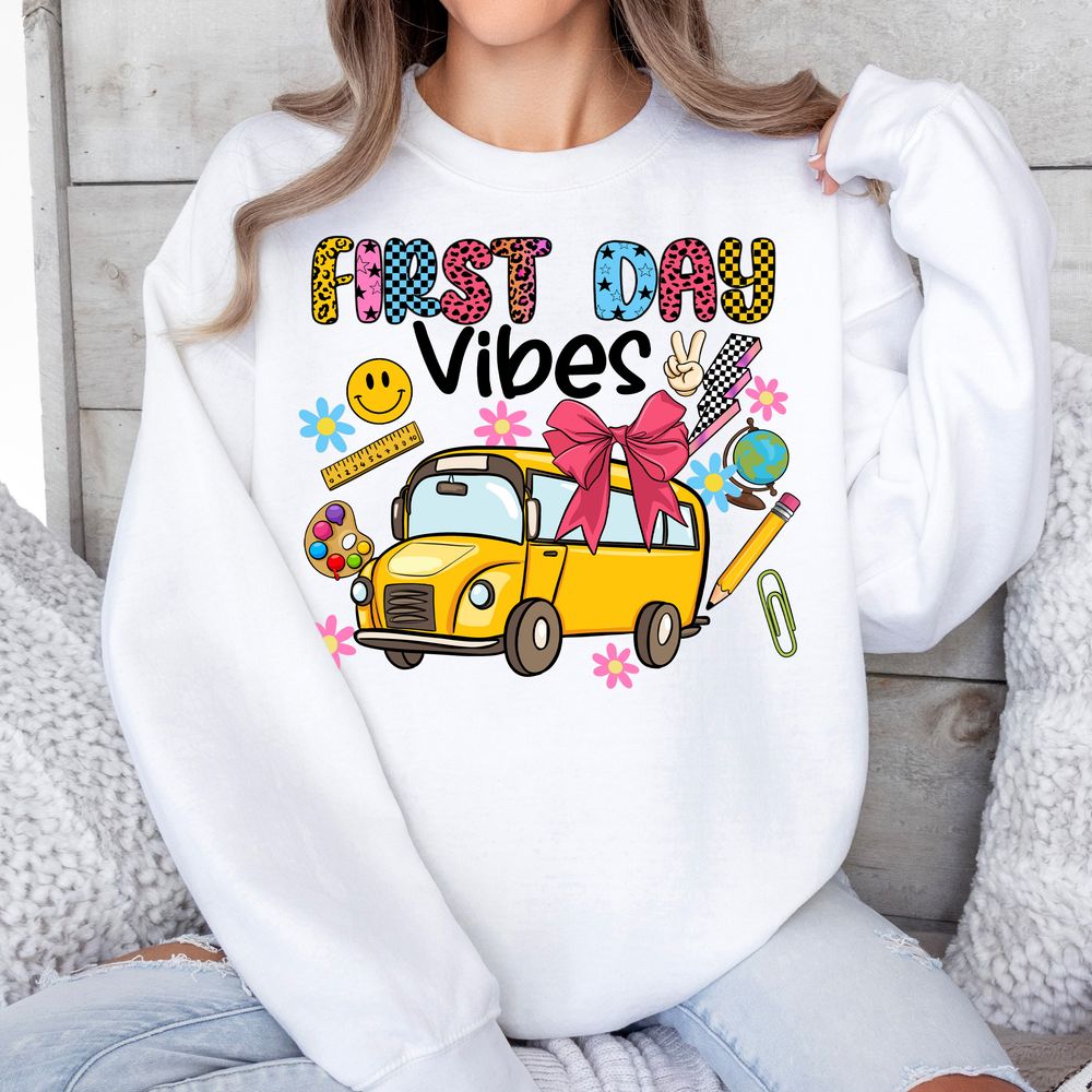 First day vibes png sublimation design download, school vibes png, first day of school png, hello school png, sublimate designs download | Zeerba - Demo