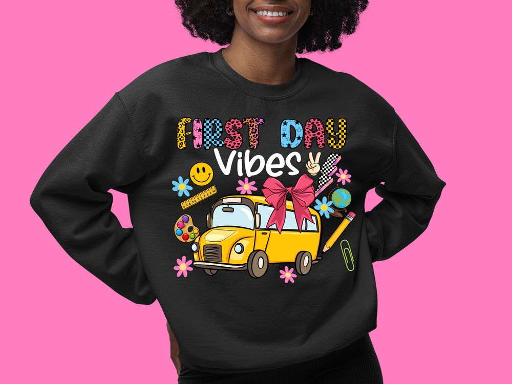 First day vibes png sublimation design download, school vibes png, first day of school png, hello school png, sublimate designs download | Zeerba - Demo