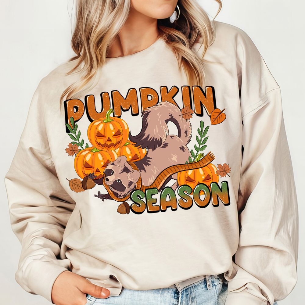 Pumpkin season png sublimation design download, Hello Fall png, Fall vibes png, pumpkin png, raccoon png, subimate designs download | Zeerba - Demo