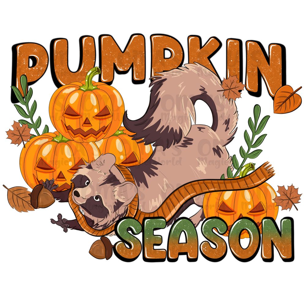 Pumpkin season png sublimation design download, Hello Fall png, Fall vibes png, pumpkin png, raccoon png, subimate designs download | Zeerba - Demo