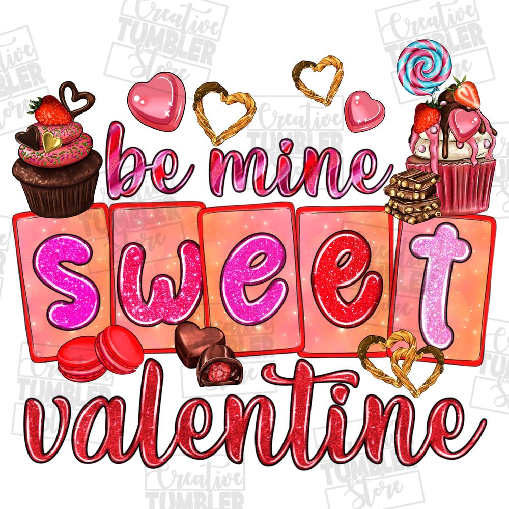 Be mine sweet valentine with cupcakes png sublimation design download, Happy Valentine's png, 14th February png, sublimate designs download | Zeerba - Demo