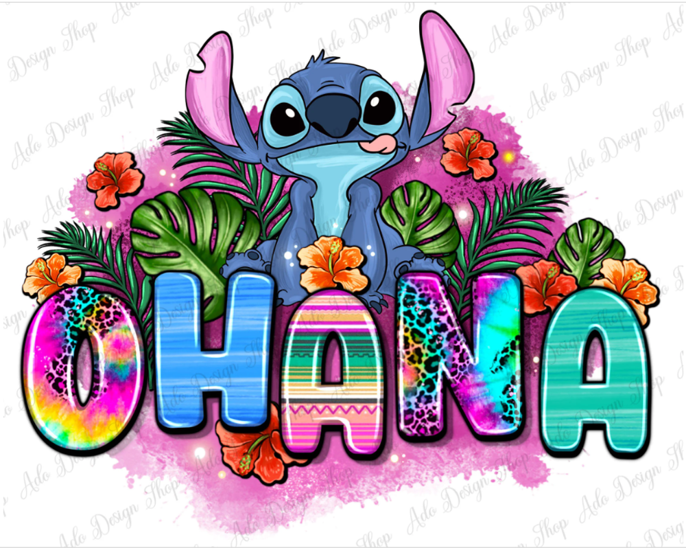 Ohana png sublimation design download, hand drawn Stitch png, cute Stitch png, floral Stitch png, sublimate designs download | Zeerba - Demo