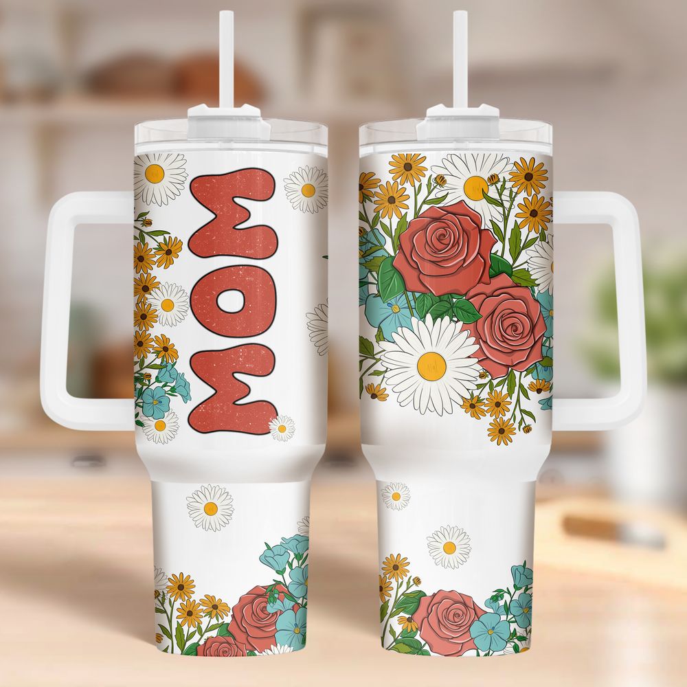 Mom Floral 40 oz Quencher tumbler png sublimation design download, Mother's Day tumbler wrap png, Floral 40 oz tumbler designs, png download | Zeerba - Demo