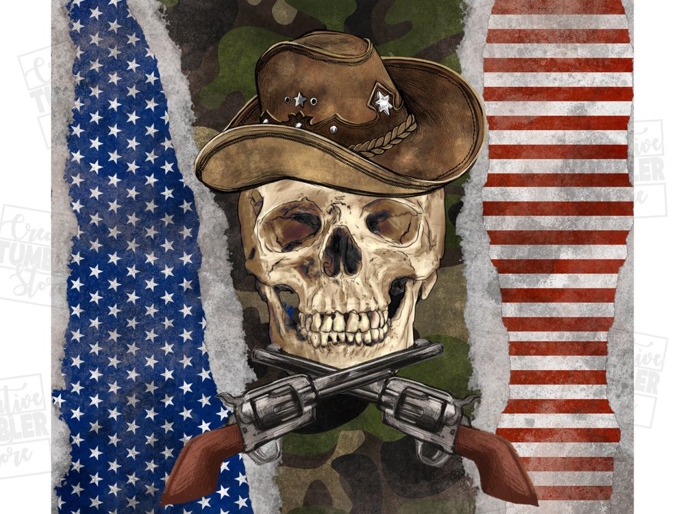 American skull Cowboy western 20 oz skinny tumbler png, American tumbler wrap png, skull 20 oz tumbler designs, tumbler png download | Zeerba - Demo