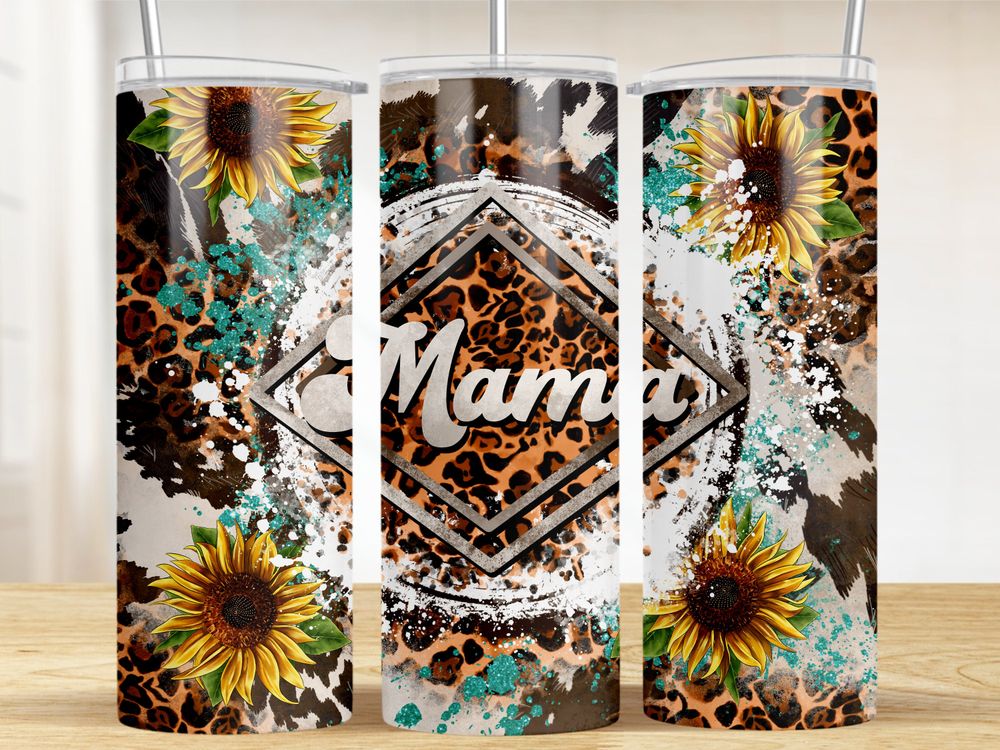Western leopard sunflowers mama 20oz skinny tumbler png sublimation design download, Mother's Day png,western tumbler png,sublimate download | Zeerba - Demo
